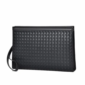 Тканая чанта XZAN, нова мъжка чанта за пари, Модни брандираната чанта-плик, Голямо голям бизнес ежедневна черна чанта-клипса