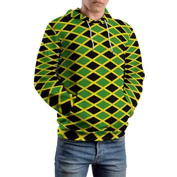 Ежедневни блузи с флага на Ямайка, зелена и жълта градинска облекло, блузи с дълги ръкави, стръмни графични качулки голям размер