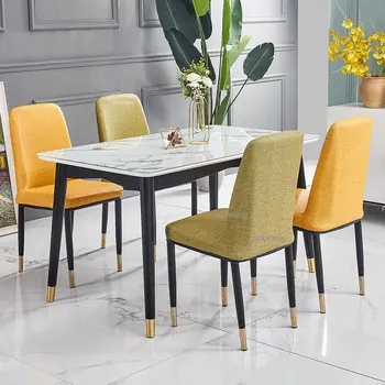 Съвременните домакински прибори за хранене Светла Луксозна стъклена мебели за трапезария в скандинавски стил, комбинация от масата за хранене и стол