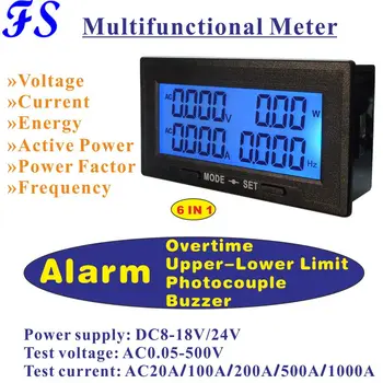 YB5142DM 20A AC 100A 200A 500A PF Метър LCD Цифров Волтметър Амперметър Ac Напрежение Измерване на Ток Тестер честота Енергия на Променлив ток В 0-500