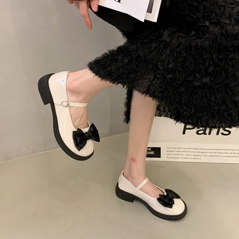 Обувки за жени-2023 марка високи токчета Мери Джейн дамска мода пеперуда-възел, офис и кариера нов каишка с катарама токчета на жените