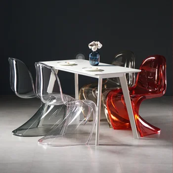 Скандинавски Творчески Кът за Хранене на Стол От Акрил Пластмаса, Призрачен стол, Кристална Табуретка, обзавеждане за трапезария, Прозрачен стол