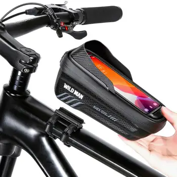 Мъжка Велосипедна чанта 2Л с Рамка и предната част на Тръбата, Велосипедна чанта, Водоустойчив калъф за телефон, Държач със сензорен екран 7,4 Инча, Аксесоари за чанти