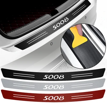Автомобилен стайлинг от въглеродни влакна Винил декор Стикер на задната броня за Peugeot 5008 ЛОГО Емблема Авто Опашката на Багажника Защита на багажника на ръба на Стикер