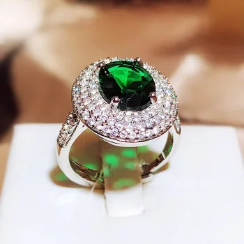 Пръстени от сребро 925 проба със зелен Изумруд, бижута със скъпоценни камъни за жени, Годежни пръстени с Естествен изумруд, Кутия за пръстените