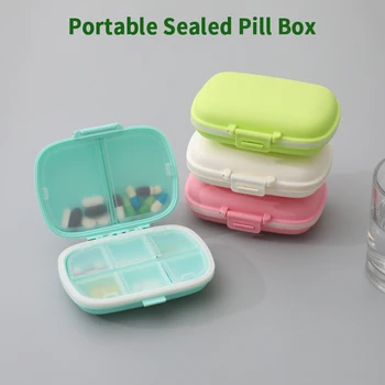 Преносим мини-запечатани водоустойчива кутия за съхранение на лекарства с 8 мрежи, пътен комплект за съхранение, кутия за таблетки, една чанта за ръчен багаж, лесно да се заеме със себе си
