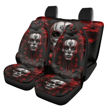 Front&Back Car Interior Seat Covers Sweet Готически Skull Easy to Install Auto Seat Cover for Track Sedan седалките на машината