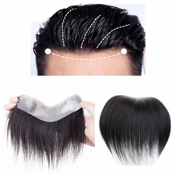 Предния край на изкуствена коса за мъже, натрупване на естествени черни коса, косопад, Прави лентата в системата замяна перуки от човешка коса