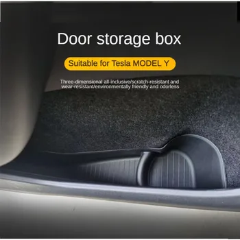Странична Кутия за съхранение на Врата, Врата копчето, Подлакътник, Тава, Органайзер за Tesla Model Y 2019 2020 2021 2022, Предната и Задната Врата, 4 бр./компл.