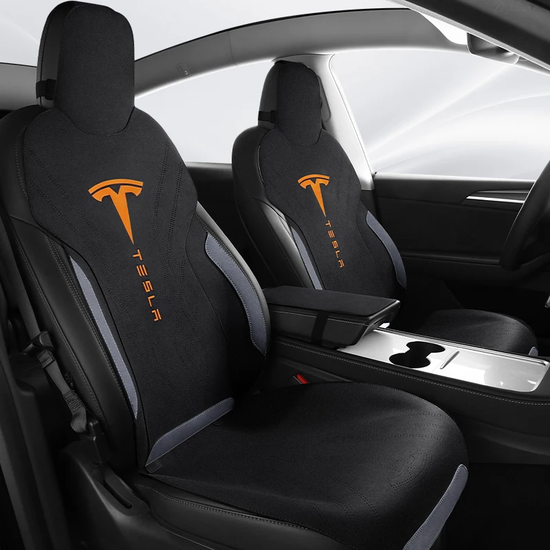 7 Бр. Калъф За столче за кола Tesla Model Y 2020 2021 2022 2023 Нескользящие Велурени Калъфи за седалки От Естествена Кожа, Комплекти за Автомобилни части