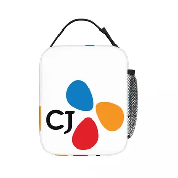 Логото на CJ Entertainment, изолирани чанти за обяд, Преносими чанти за пикник, термоохладитель, обяд-бокс, обяд-мъкна за жени, работа, деца, училище