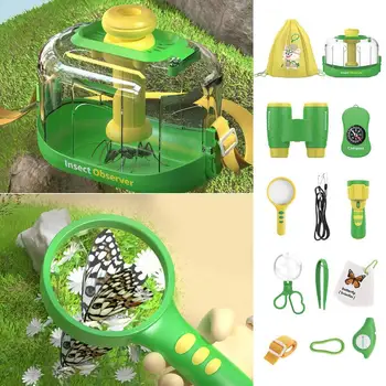 Детска приключенска играчка, преносим комплект образователни играчки на открито, Гъвкави научни играчки за изследване на природата с творчески кутия за наблюдение