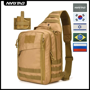 Мъжки нагрудная чанта, Тактическа военна чанта в армия стил с кобур, водоустойчива чанта за рамо с подплата за риболов, фотография, скално катерене