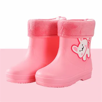 Детска непромокаемая обувки с изображение на заек от карикатура, Непромокаемая обувки за момчета и момичета, Водни обувки за момичета, Размер 12, Обувки за малки момичета, Размер 1