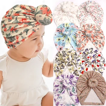 Нова детска шапка с флорални принтом, поничка, Детски индийски пуловер, шапка, Детска шапка, детски аксесоари