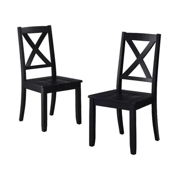 Трапезни столове Maddox Crossing, Комплект от 2-те години, Черен