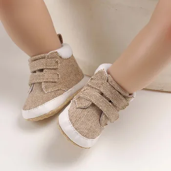 Ежедневни спортни Маратонки за новородено, Парусиновая обувки за бебета, Модерни обувки за креватче с високо берцем за малки момичета, обувки за малки момчета