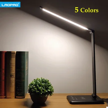 LAOPAO 52 бр. Светодиодна Настолна Лампа 5 Цвята x5 с Регулируеми Нива на Яркост, Тъчпад, USB Зареждане, за Четене, за Защита на очите с таймер, Настолна лампа, нощна светлина