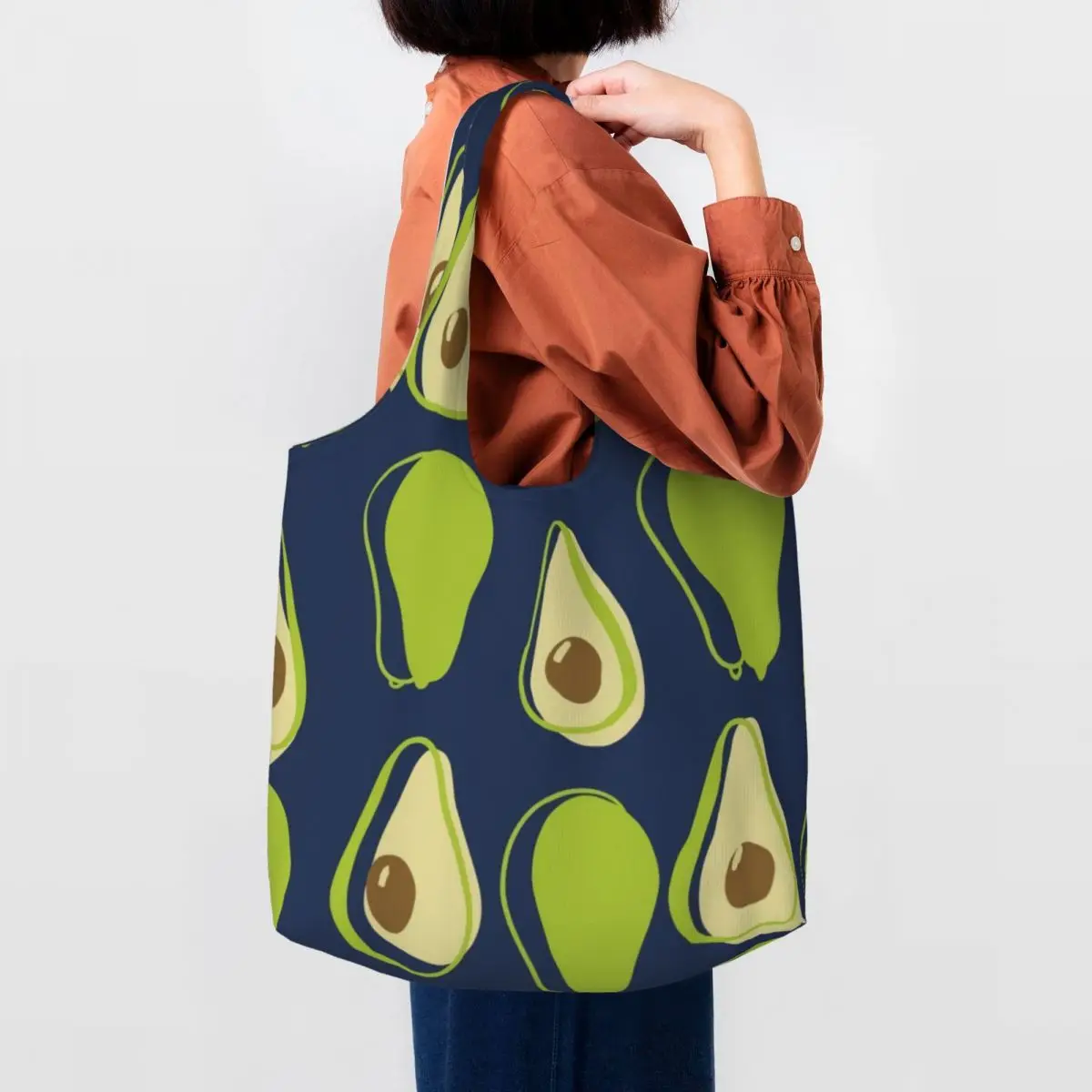 Холщовая чанта за пазаруване с шарени авокадо, Женствена чанта за преработка на продукти, Плодови Веганская чанта, Чанти за пазаруване, чанта за снимки