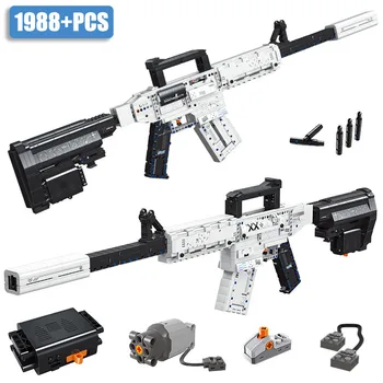 Военни Униформи 1988 бр., електрически модел на щурмовата пушка M4A1, строителни блокове, стрелба куршум, Пистолет тухли, играчки за детски подаръци