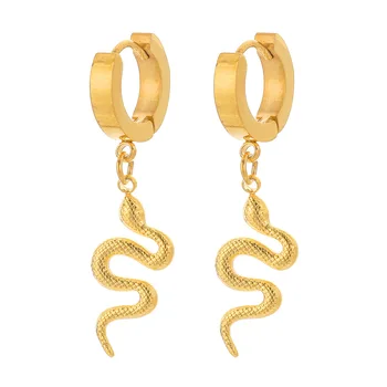 2023 модни обеци от серията animal от неръждаема стомана със златни персонализираните обеци във формата на змия в стил пънк-street