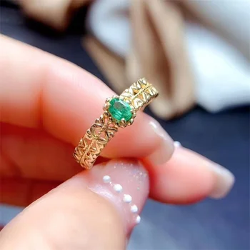 Високо качество на бижута Сребро 925 Проба Натурален Изумруд Нови модни пръстени със скъпоценни камъни За момичета Тествани Гореща разпродажба Безплатна доставка