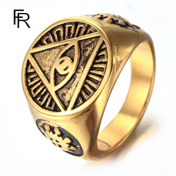 Модни бижута на Едро Модно Мъжко Индивидуално пръстен от титанов стомана, Пръстен с Божието око, Бижута за ръце